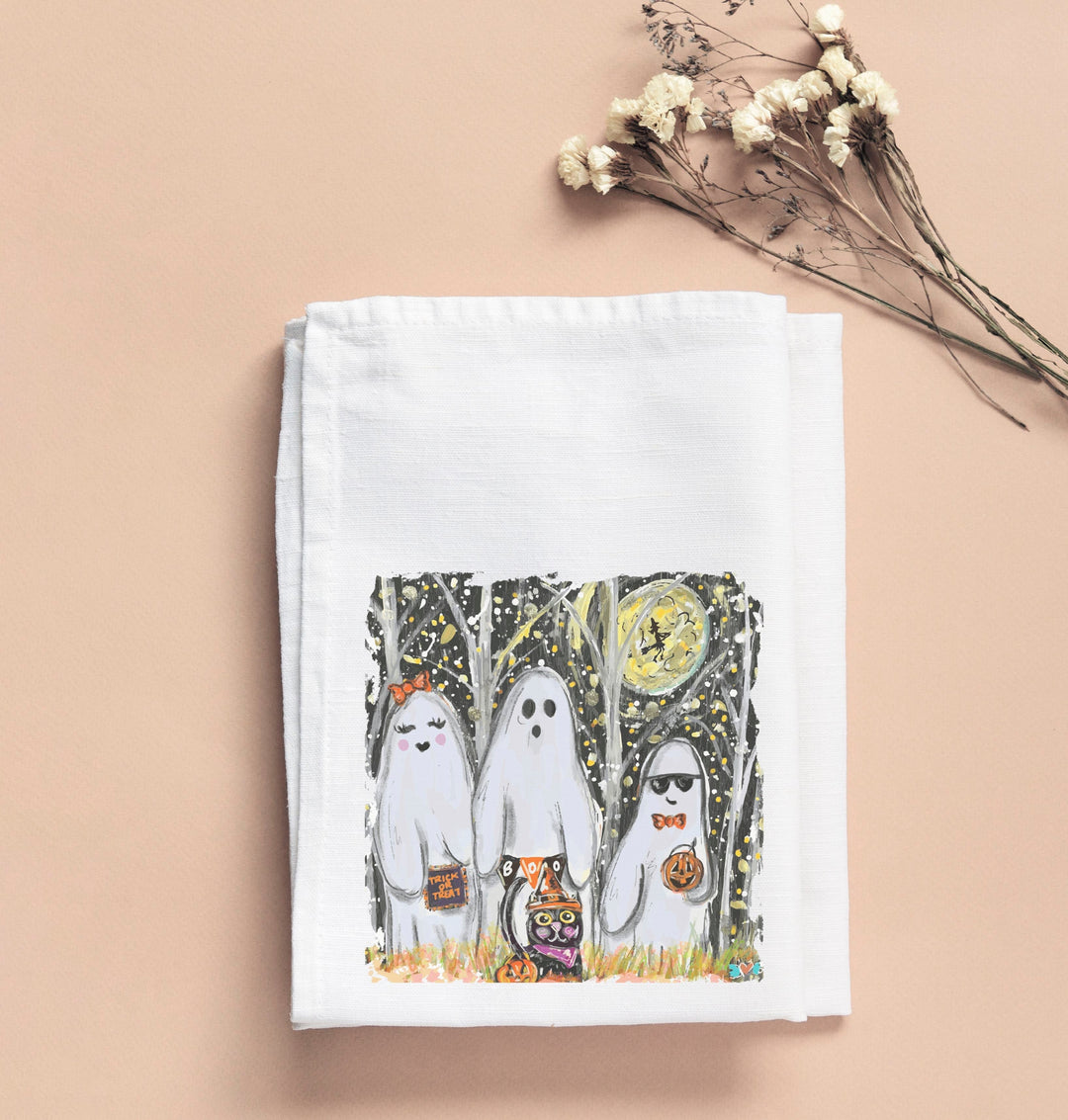 3 Ghosts Cat Tea Towel