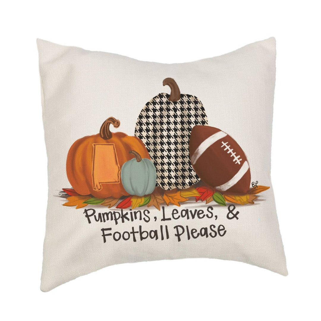 Alabama Pumpkins Leaves Football Pillow