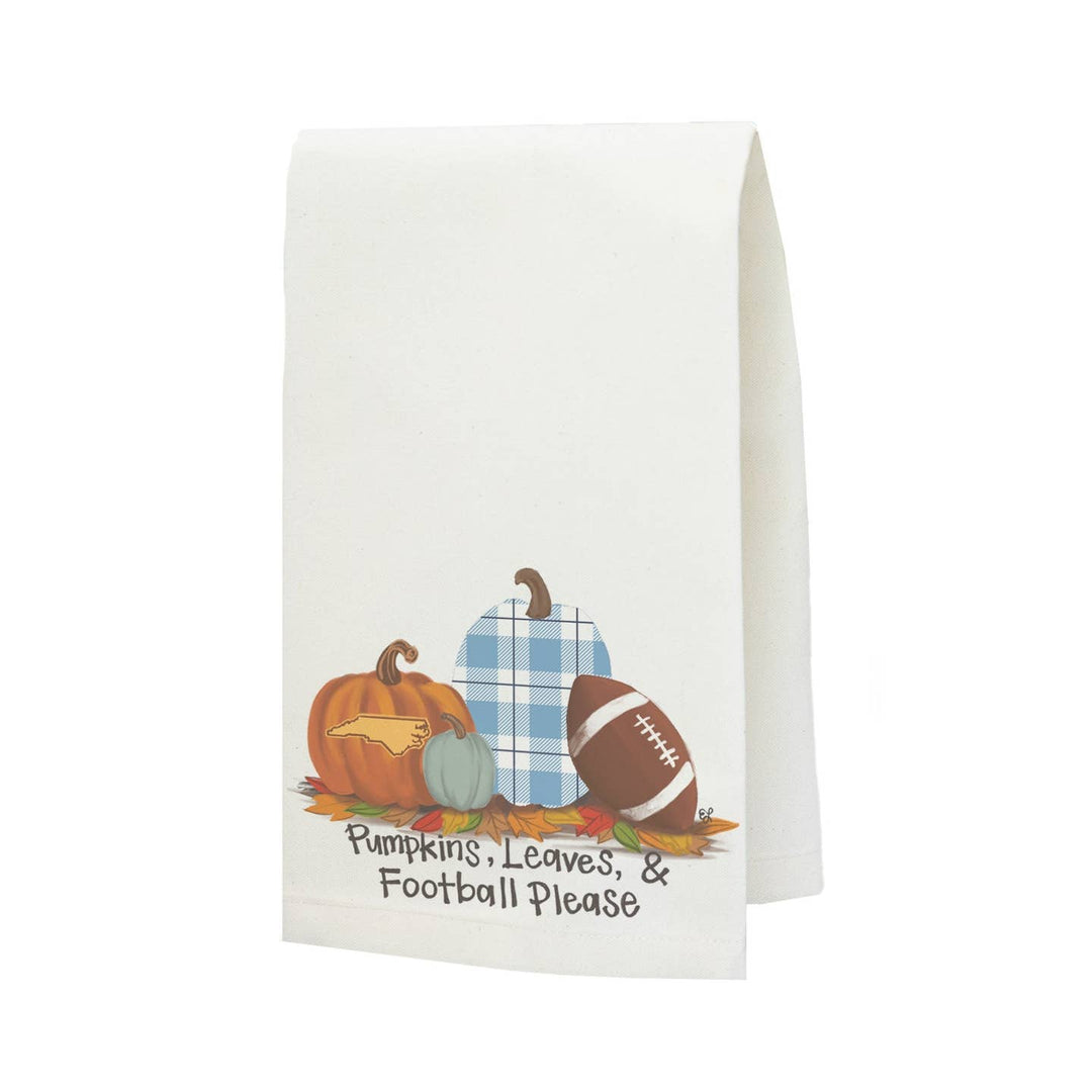 Chapel Hill Pumpkins Leaves Football Tea Towel