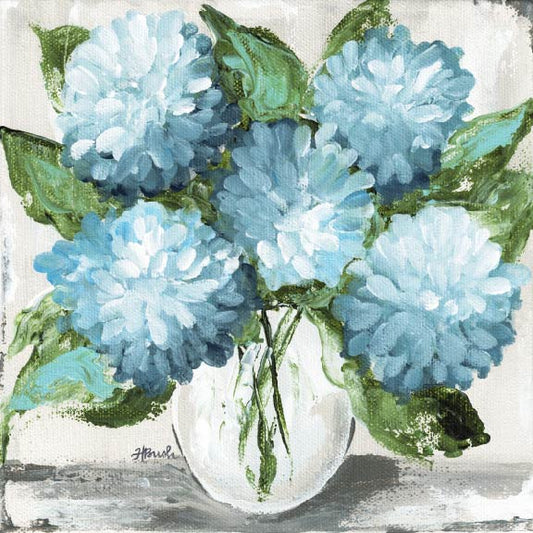 "Blue Hydrangeas on White" on Square Swap