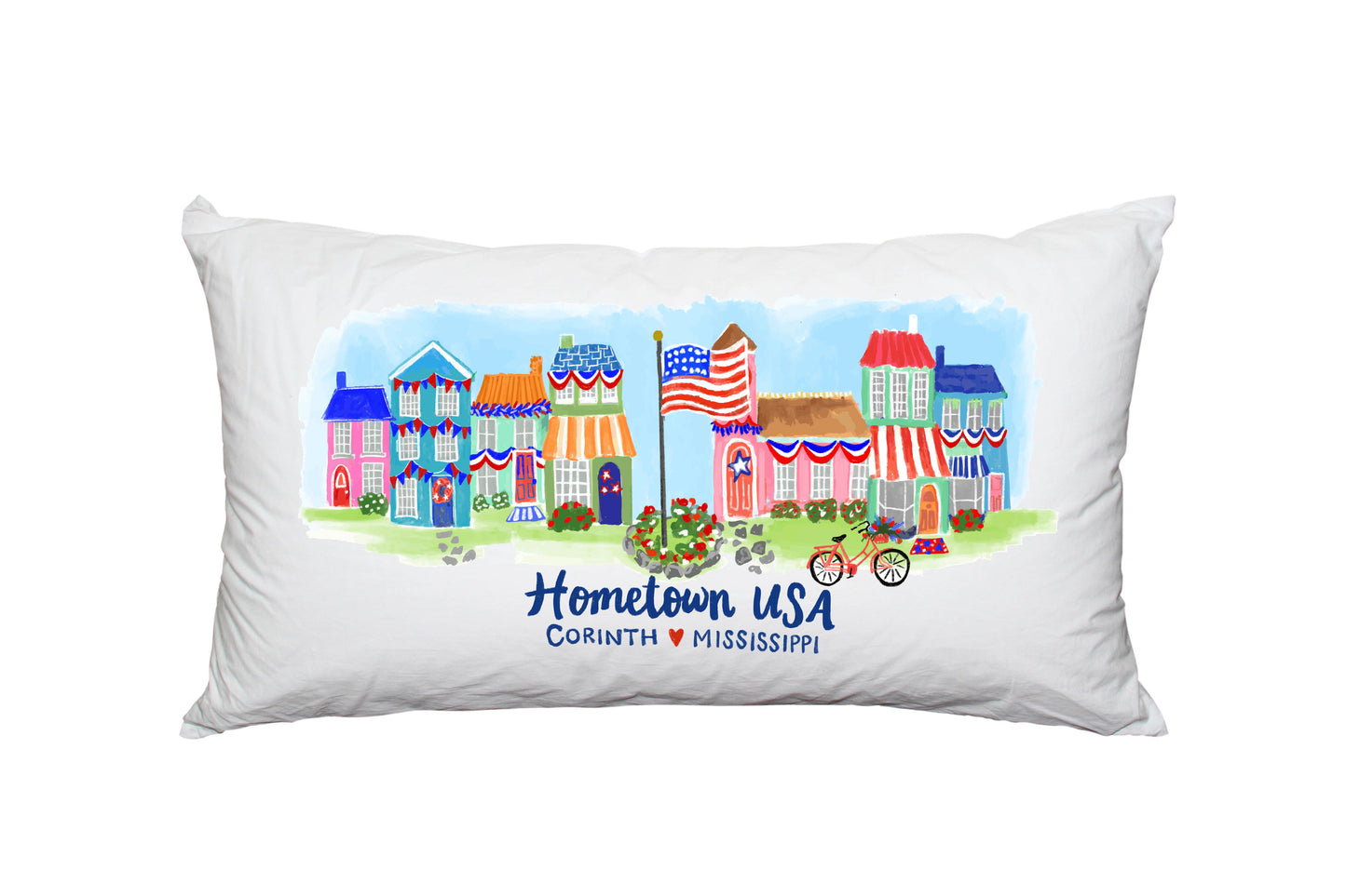 "Hometown USA" on 14" X 24" Pillow