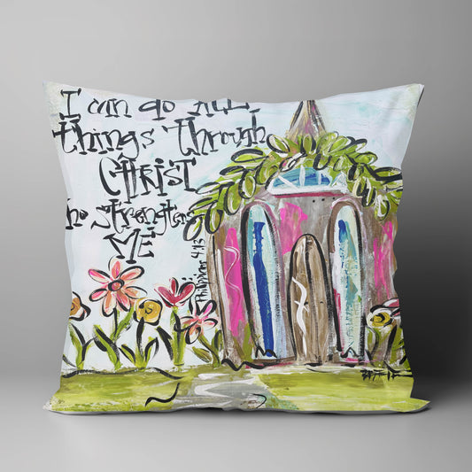 BRIDGETT'S I CAN DO ALL THINGS 18 X 18 PILLOW