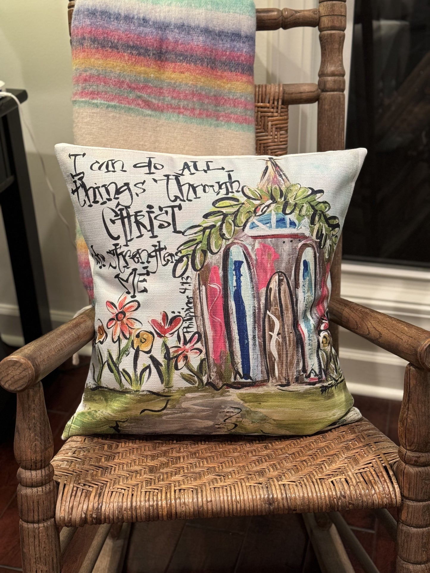 BRIDGETT'S I CAN DO ALL THINGS 18 X 18 PILLOW