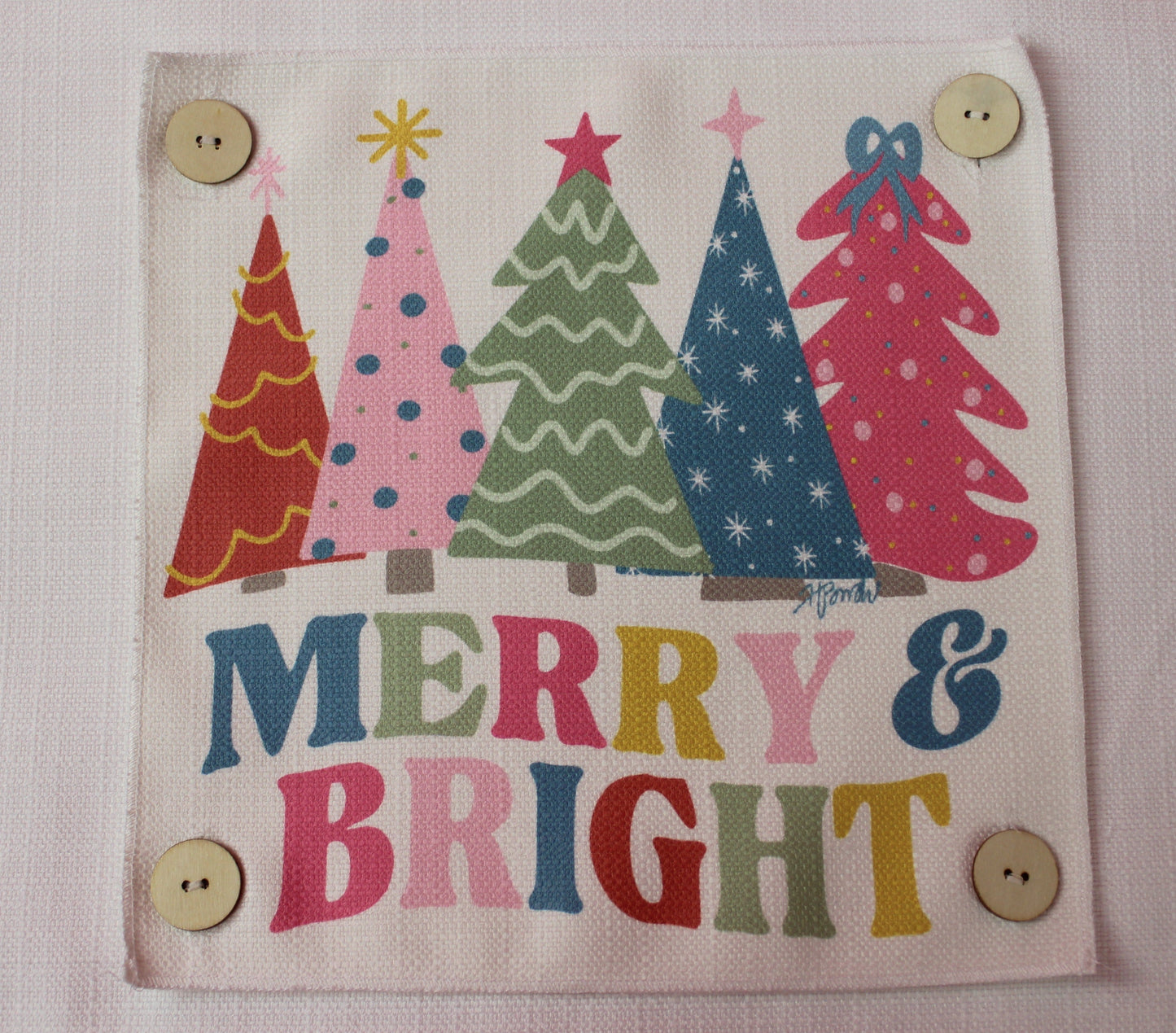 "Merry & Bright Watercolor Trees" on Square Swap