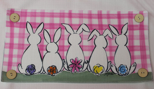 "White Bunnies with Pink Plaid" on Lumbar Swap