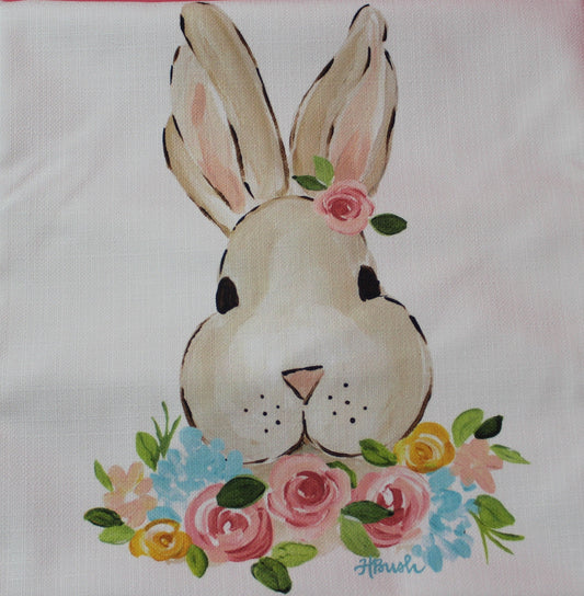 "Bunny with Floral Wreath" on Square Swap