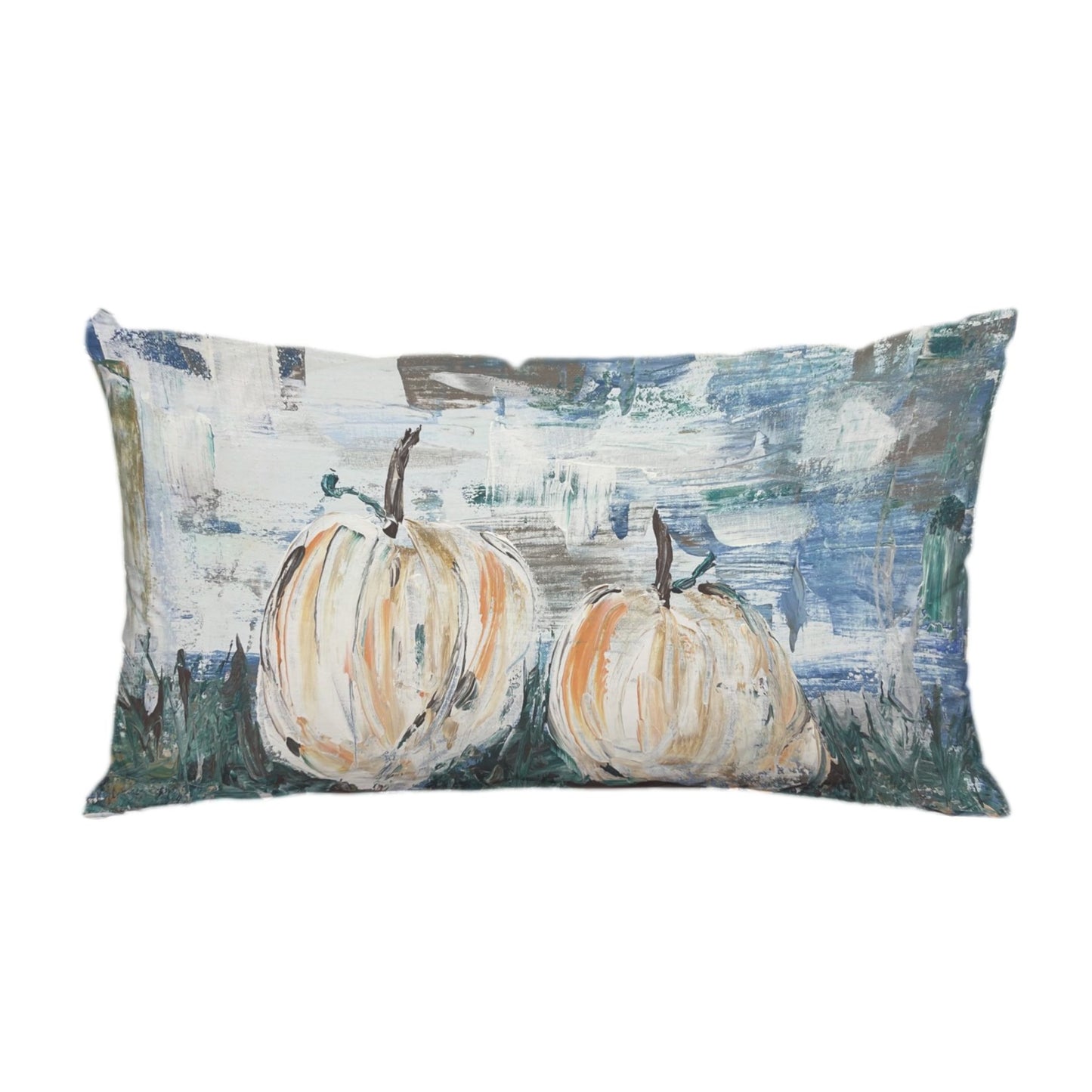 JENNIE'S TWO WHITE PUMPKINS LUMBAR PILLOW