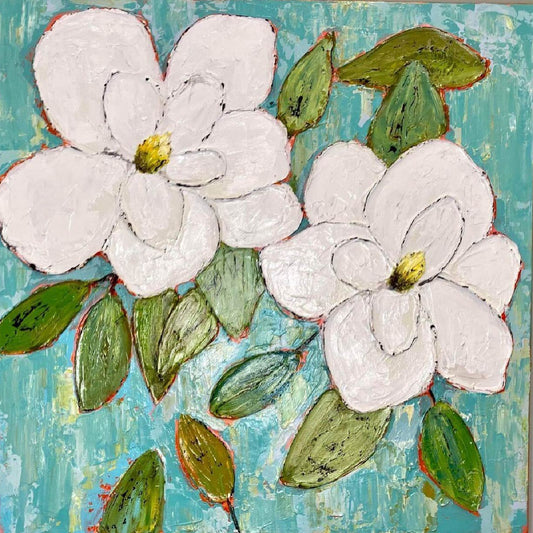 "Magnolias on Blue" on Square Swap