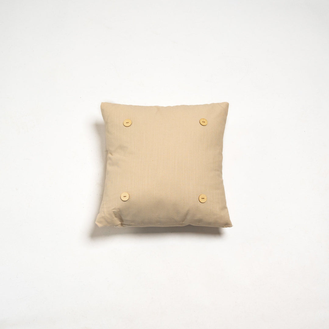 Natural  Cotton Button Pillow Square