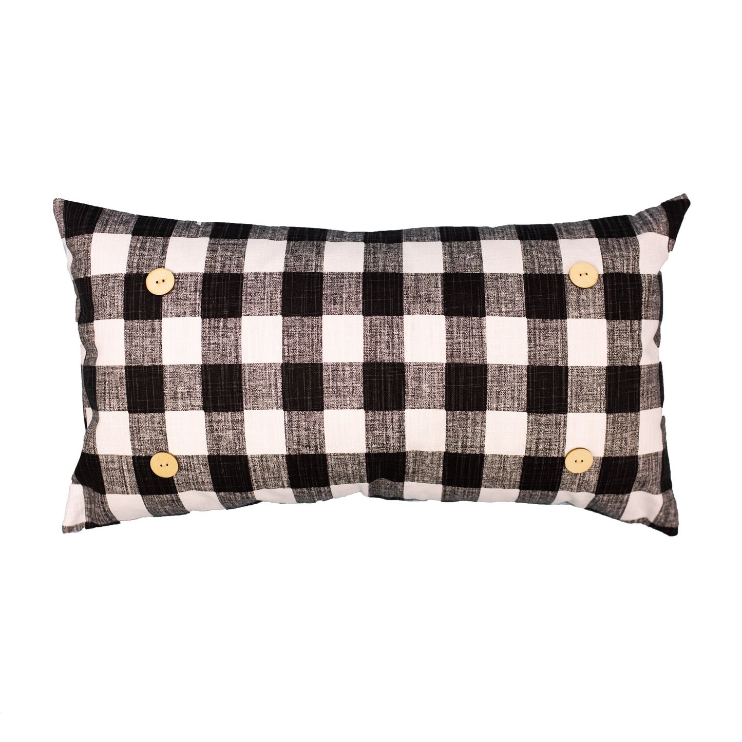 Buffalo Plaid Canvas LuckyBird Button Pillow