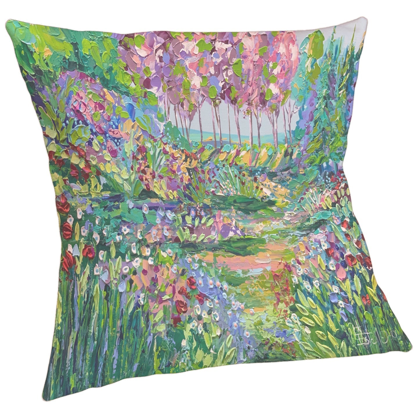 Paintstroke Flower Garden Pillow