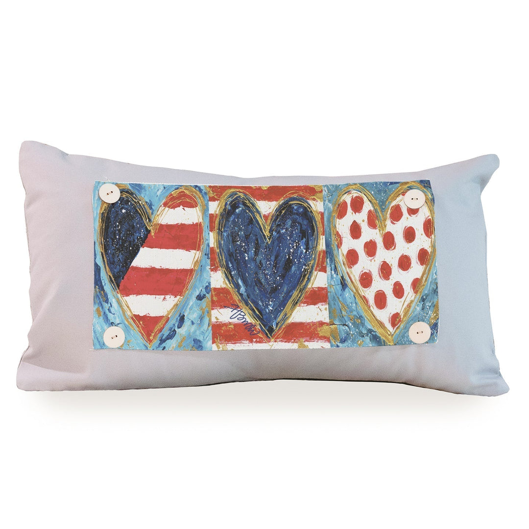 Red White and Blue Hearts Lumbar Pillow Swap