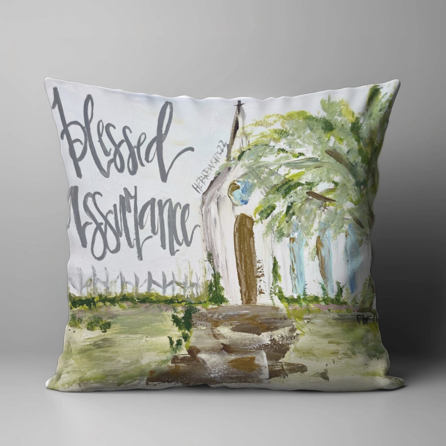 BRIDGETT'S BLESSED ASSURANCE SQUARE PILLOW