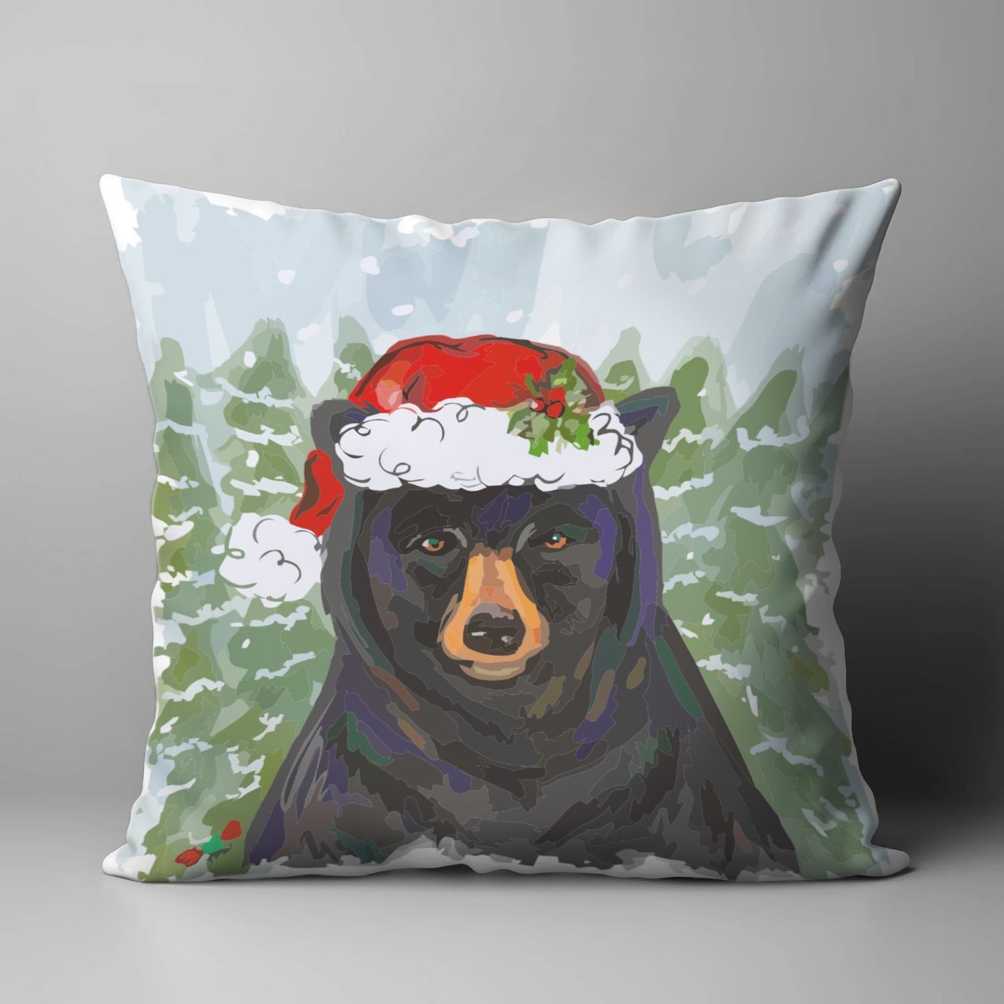 CHRISTMAS BLACK BEAR PILLOW