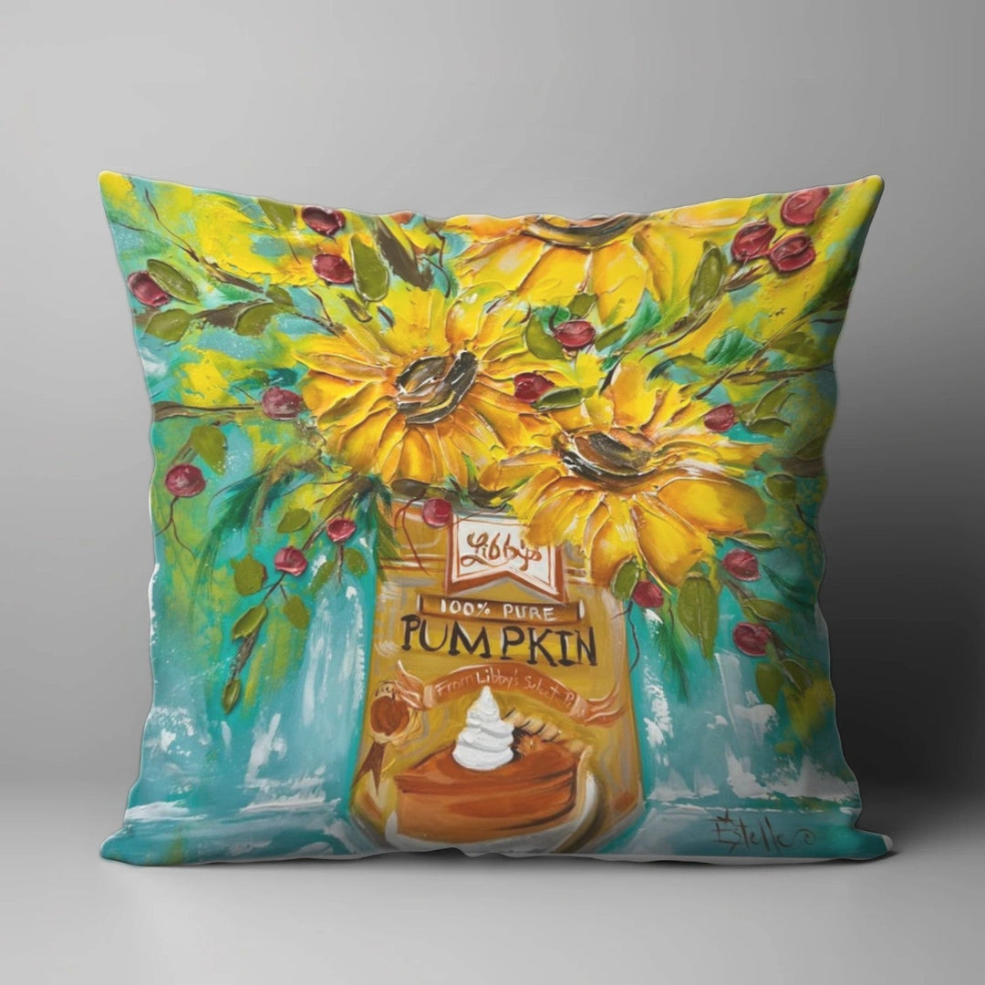 KRISTIE'S PUMPKIN CAN SUNFLOWERS SQUARE PILLOW