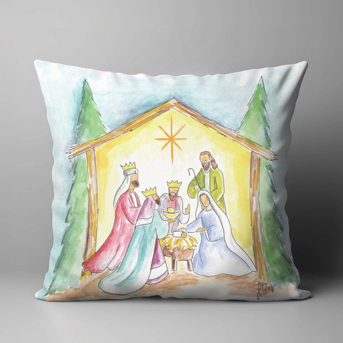 LAURA'S SQUARE NATIVITY PILLOW