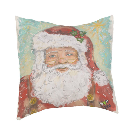 Santa With North Star Pillow