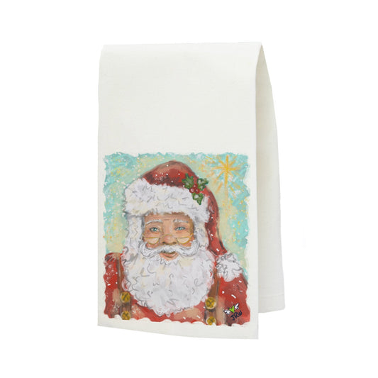 Santa With North Star Tea Towel