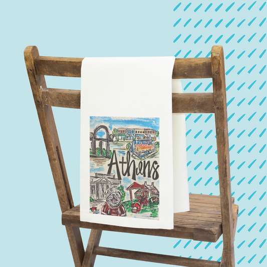 Spirit Town Athens Tea Towel