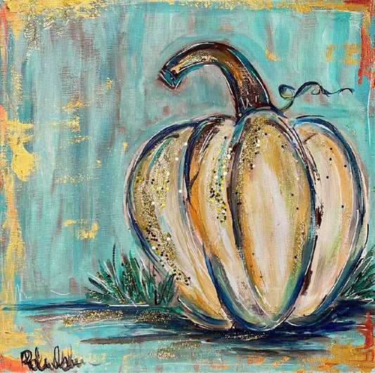 "White Pumpkin on Teal" on Square Swap