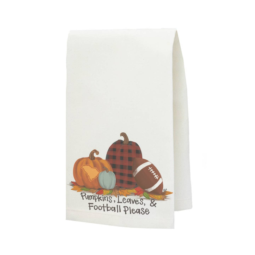 Columbia Pumpkins Leaves Football Tea Towel