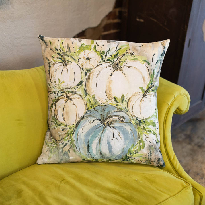 Blue Cream Pumpkin Patch Pillow