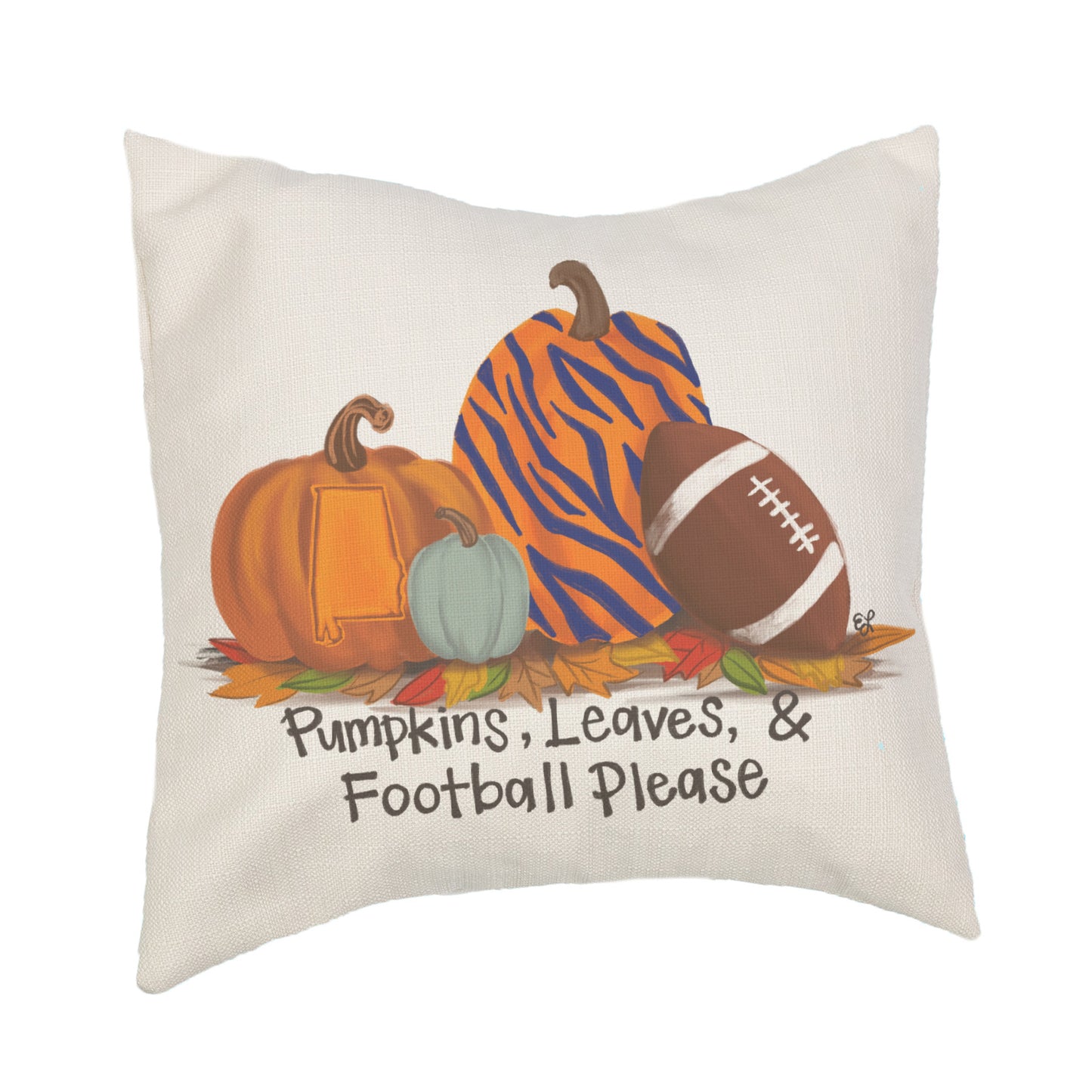 Gameday Fall "Auburn Pumpkins Leaves And Football Please" Pillow