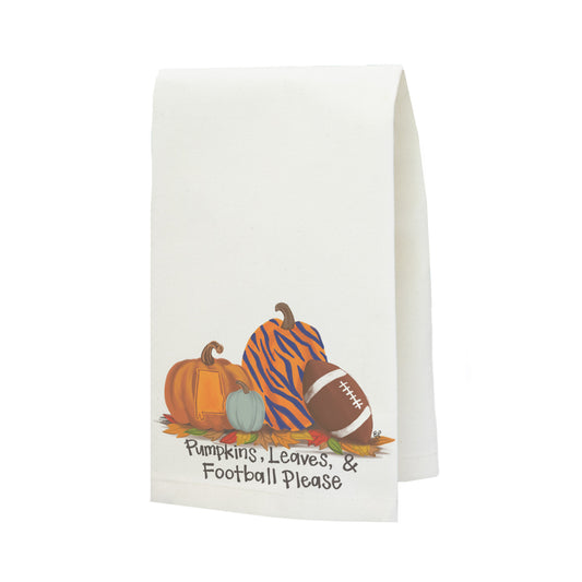 Gameday Fall "Auburn Pumpkins Leaves And Football Please" Tea Towel