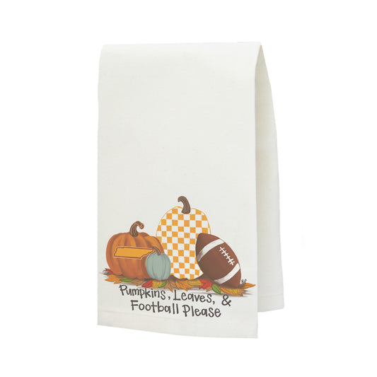 Gameday Fall "Knoxville Pumpkins Leaves And Football Please" Tea Towel