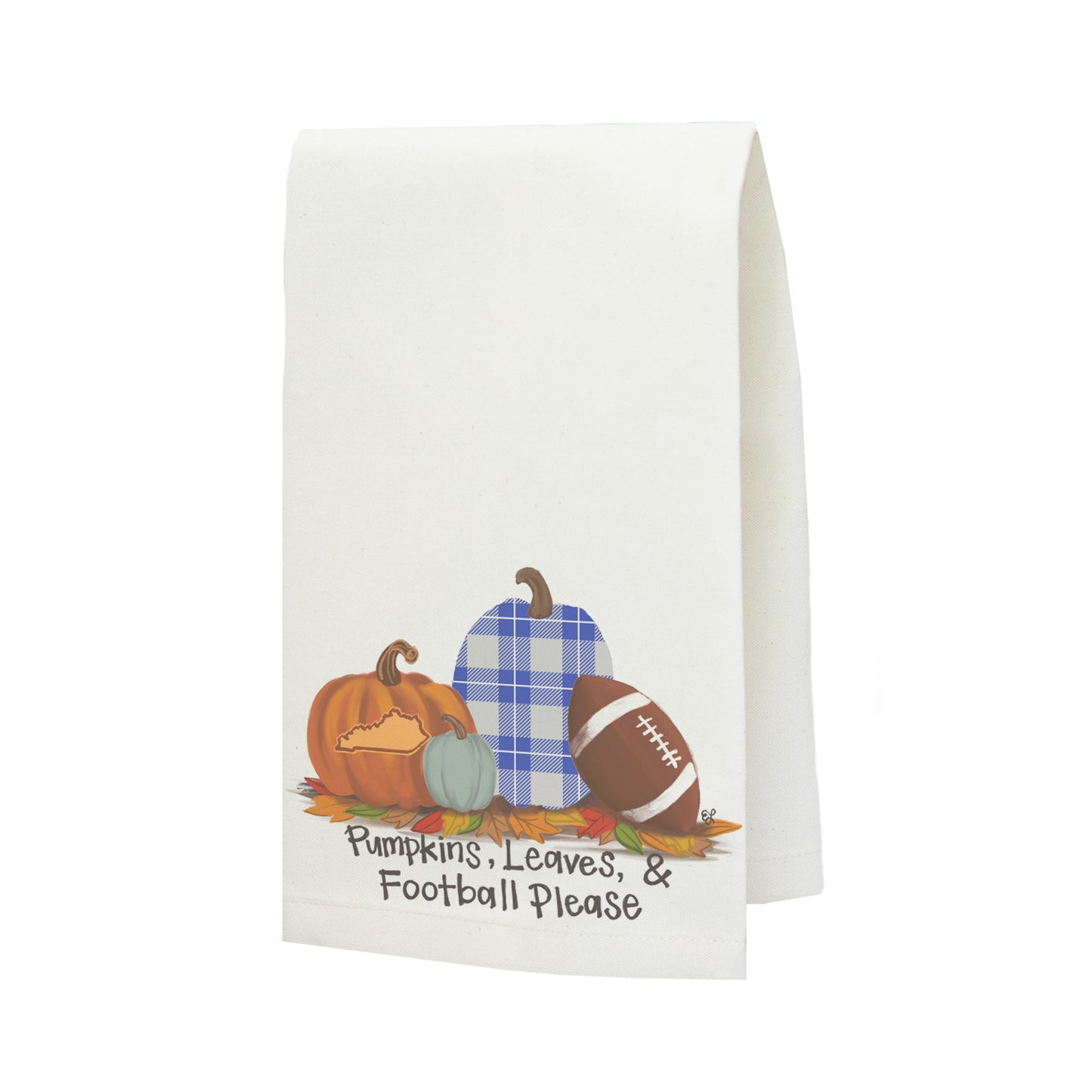 Gameday Fall "Lexington Pumpkins Leaves And Football Please" Tea Towel