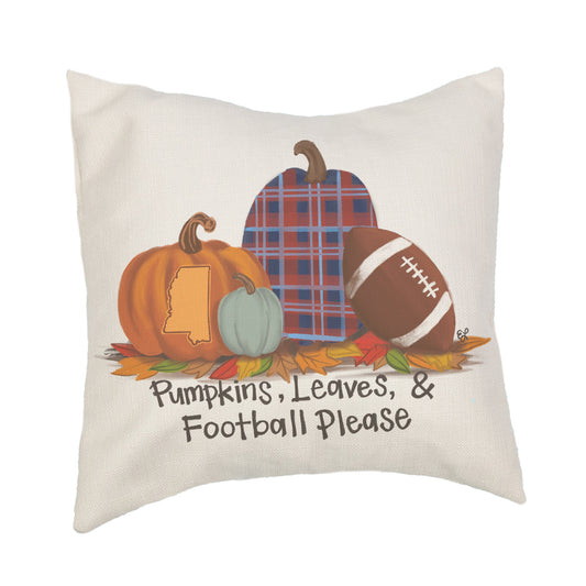 Gameday Fall "Oxford Pumpkins Leaves And Football Please" Pillow