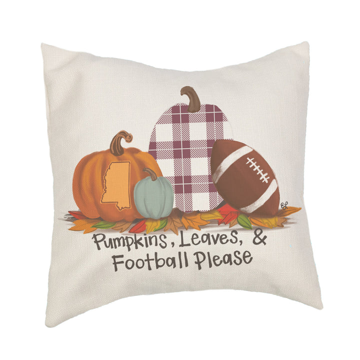 Gameday Fall "Starkville Pumpkins Leaves And Football Please" Pillow